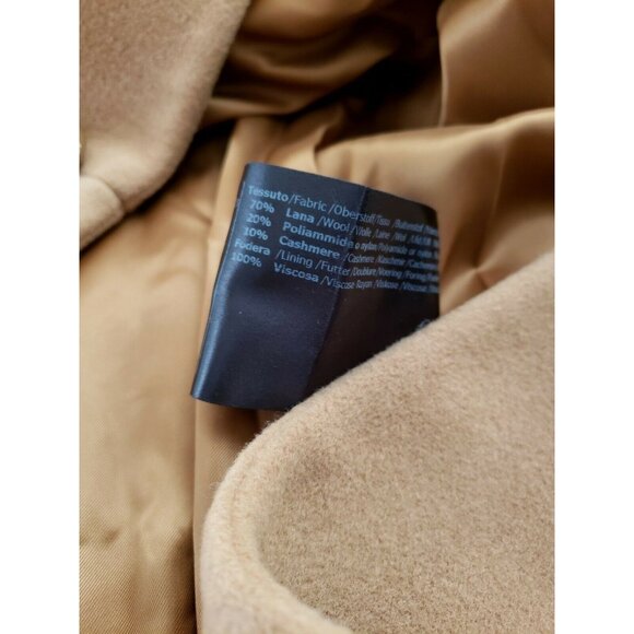 Cinzia Rocca Cashmere Camel Wool High Collar Cowl Neck Blend Coat Women's Sz 20 - Picture 7 of 9